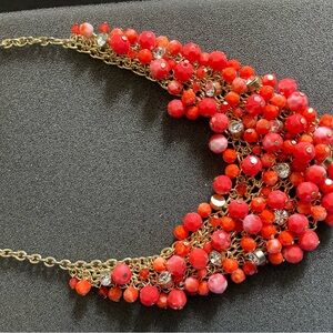 Elegant Gold and Red Beaded Necklace